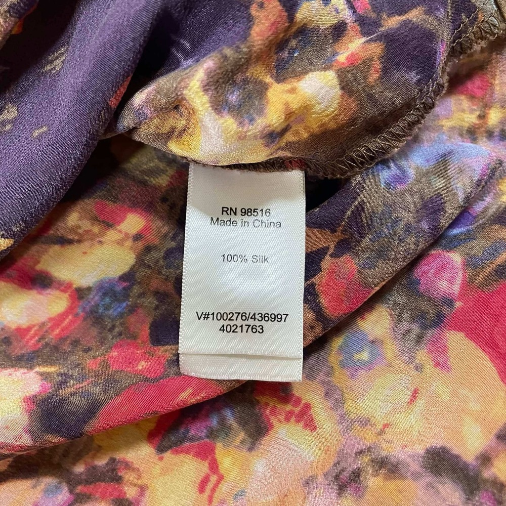 Coldwater Creek 100% Silk Floral Blouse Multi Color Abstract Print Top 1X 18 - Picture 4 of 9